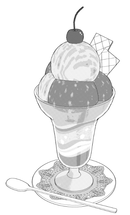 パフェ11種&基本のカフェセット/食器14種(コーヒー/紅茶/水グラス/ミルクポッド/シュガーポッド/スプーン/皿/飾りレース/)