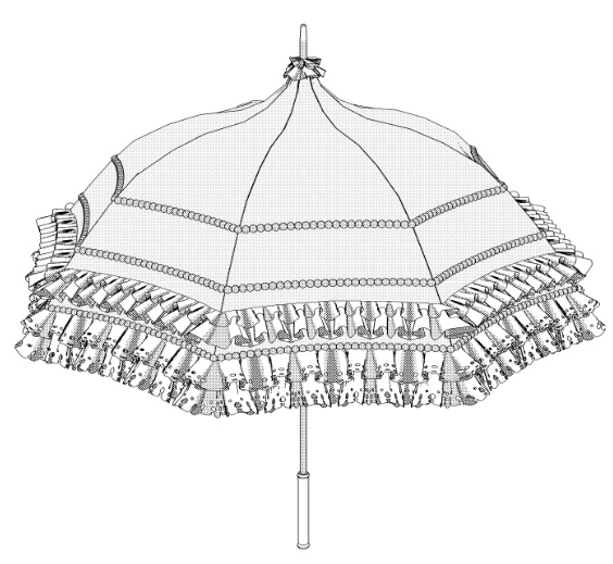 クリスタ用 日傘/日よけ(バロック)パコダ傘22種セット済 持ち手の長さ調整あり/パーツの移動+非表示OK!