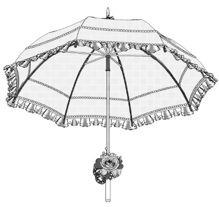 クリスタ用 日傘/日よけ(バロック)パコダ傘22種セット済 持ち手の長さ調整あり/パーツの移動+非表示OK!