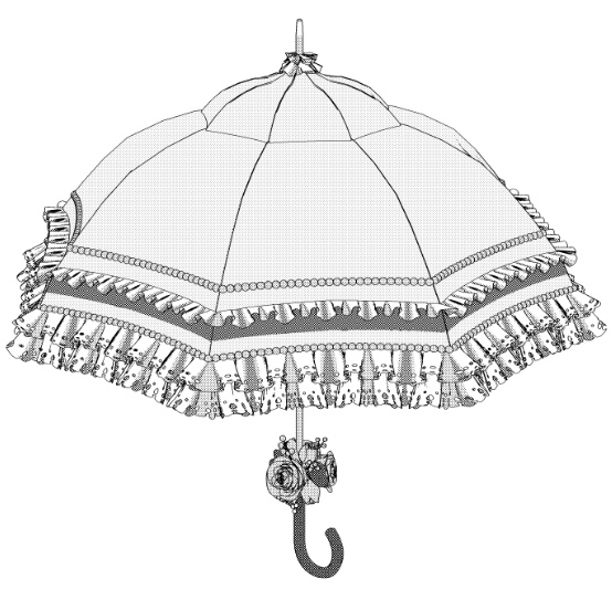 クリスタ用 日傘/日よけ(バロック)パコダ傘22種セット済 持ち手の長さ調整あり/パーツの移動+非表示OK!