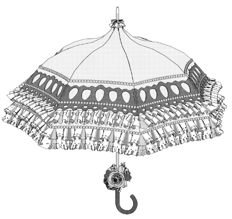 クリスタ用 日傘/日よけ(バロック)パコダ傘22種セット済 持ち手の長さ調整あり/パーツの移動+非表示OK!