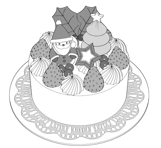 ホールケーキ6種(プレーン/誕生日/お祝い/クリスマス)/それぞれカット分(大皿レース付き1種/小皿3種)