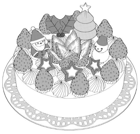 ホールケーキ6種(プレーン/誕生日/お祝い/クリスマス)/それぞれカット分(大皿レース付き1種/小皿3種)