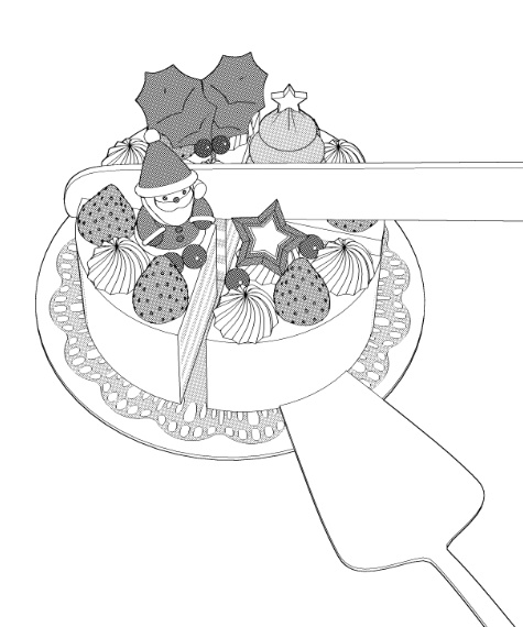 ホールケーキ6種(プレーン/誕生日/お祝い/クリスマス)/それぞれカット分(大皿レース付き1種/小皿3種)