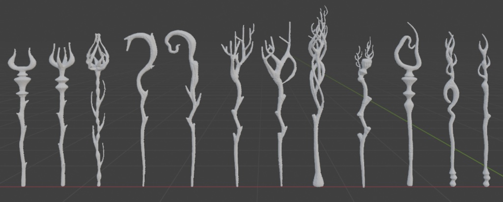 魔法の杖_大/杖21+2種×装飾宝石14種+ランタン+光飾り/セットアップ済+カスタム可能