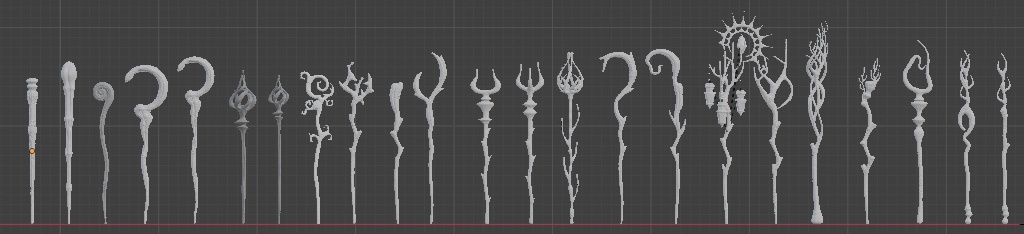 魔法の杖_大/杖21+2種×装飾宝石14種+ランタン+光飾り/セットアップ済+カスタム可能