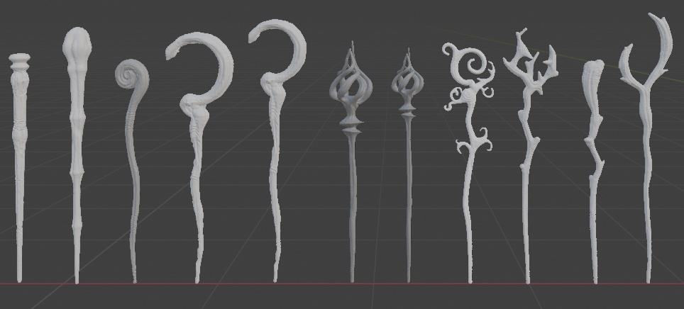 魔法の杖_大/杖21+2種×装飾宝石14種+ランタン+光飾り/セットアップ済+カスタム可能