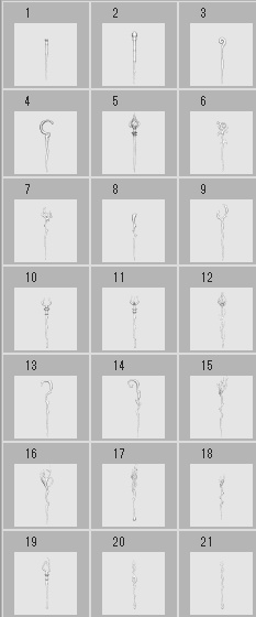 魔法の杖_大/杖21+2種×装飾宝石14種+ランタン+光飾り/セットアップ済+カスタム可能