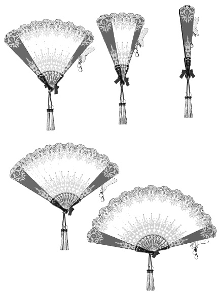 扇子2/扇/開き方5種(バロック/令嬢)蝶/レース/リボン/花