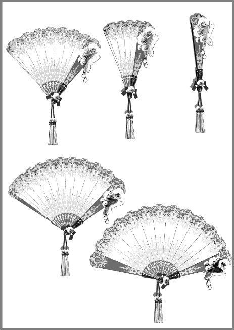 扇子2/扇/開き方5種(バロック/令嬢)蝶/レース/リボン/花