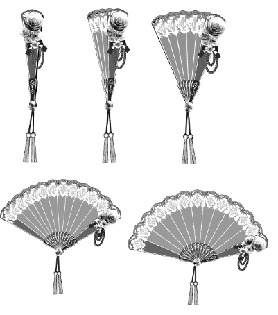 扇子/扇/開き方5種(バロック/令嬢)