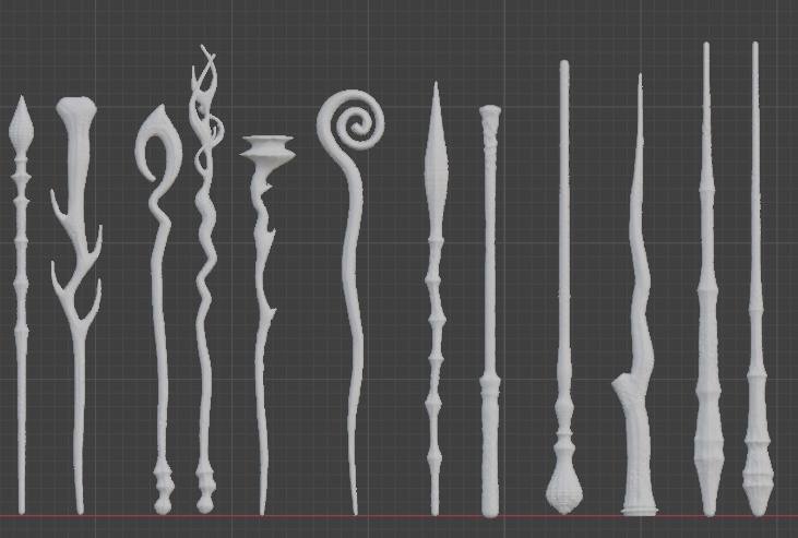 魔法の杖2_小(手持ちサイズ)/杖22種×装飾宝石13種+輪飾り+光飾り/セットアップ済+カスタム可能