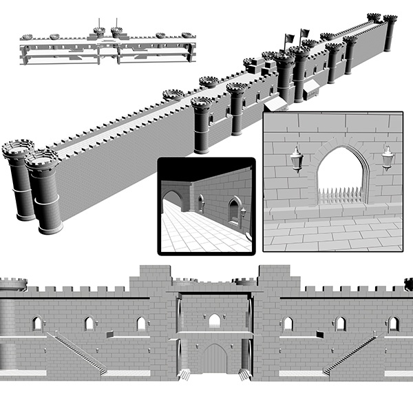 城塞の門と壁(長さ調節可)