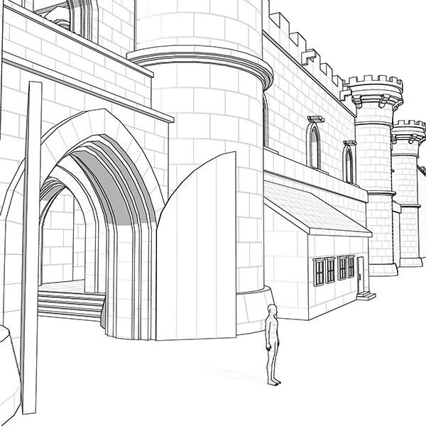 城塞の門と壁(長さ調節可)