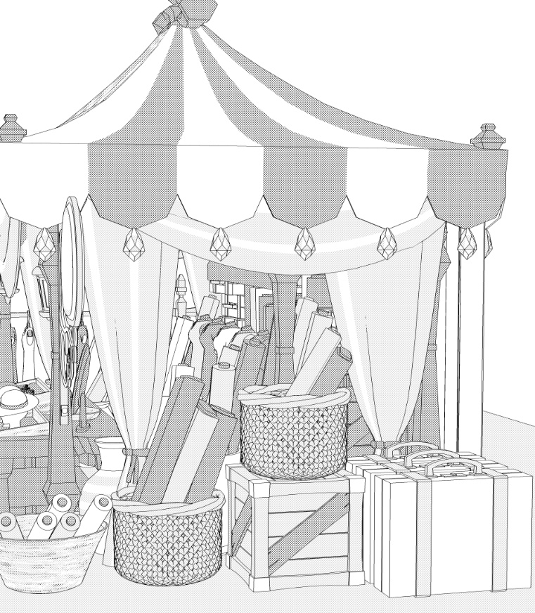 露店3/テント(洋服/木皿/木箱/看板/壺/鞄/布/アクセ/靴/帽子/トルソー他)