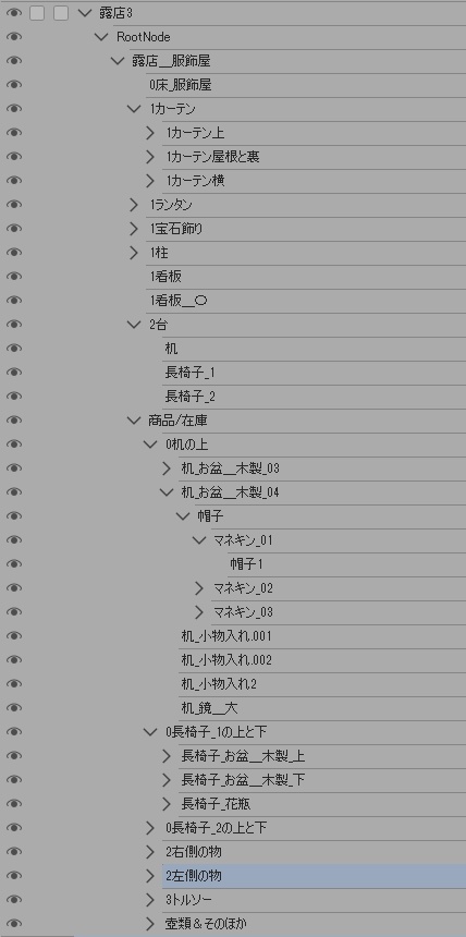 露店3/テント(洋服/木皿/木箱/看板/壺/鞄/布/アクセ/靴/帽子/トルソー他)