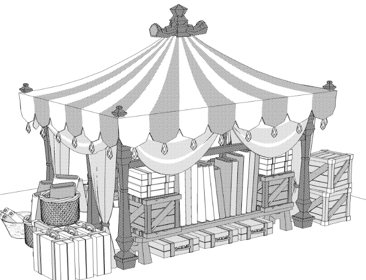 露店3/テント(洋服/木皿/木箱/看板/壺/鞄/布/アクセ/靴/帽子/トルソー他)