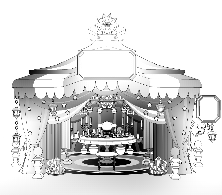 露店5/テント(占いの館/タロットカード/水晶玉)/占いグッズ/蝋燭/他