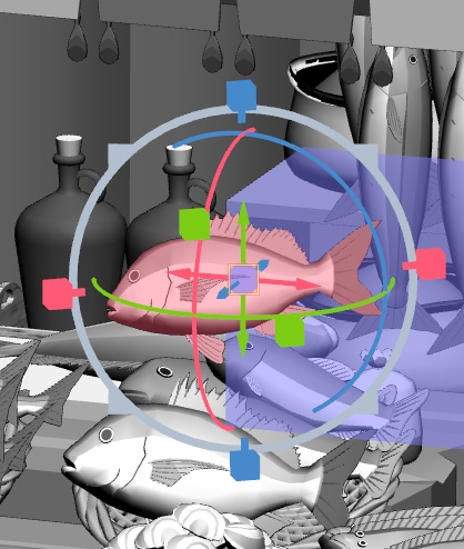 露店6(魚屋/屋台併設/魚多種/貝類/焼き魚/イカ焼き/漬物入/調理道具他)