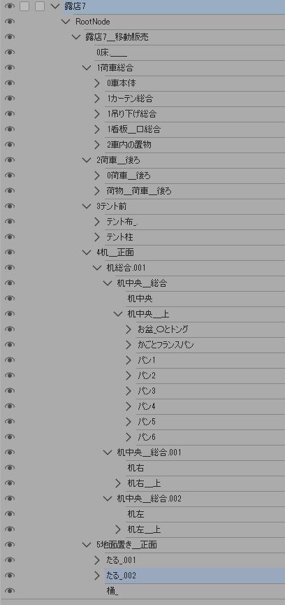 露店7(パン屋/ジャム/ジュース/日よけ/後部荷車小/トング/トレイ/他)