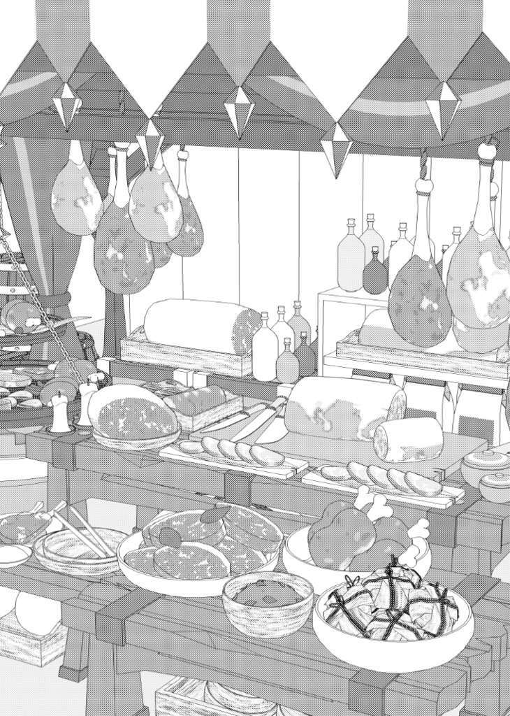 露店8/テント/肉屋/焼肉台/骨付き肉/ハム/ホットドック/ソーセージ/袋/他