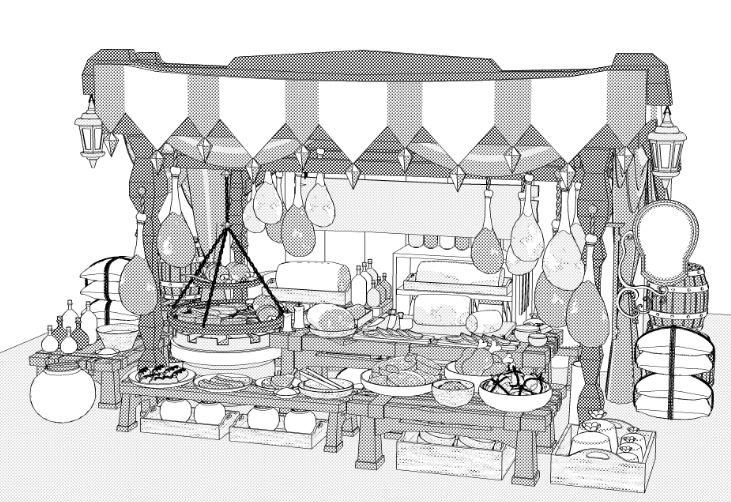 露店8/テント/肉屋/焼肉台/骨付き肉/ハム/ホットドック/ソーセージ/袋/他