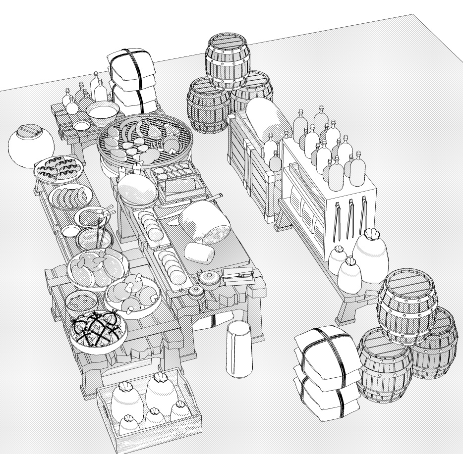 露店8/テント/肉屋/焼肉台/骨付き肉/ハム/ホットドック/ソーセージ/袋/他