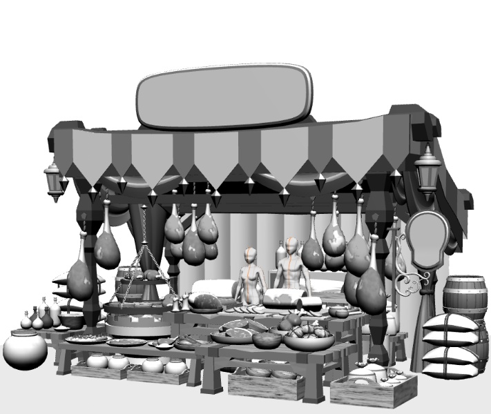 露店8/テント/肉屋/焼肉台/骨付き肉/ハム/ホットドック/ソーセージ/袋/他