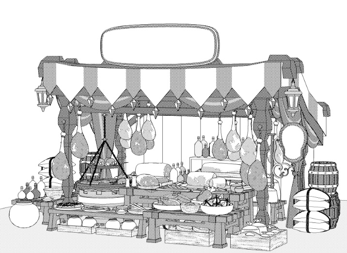 露店8/テント/肉屋/焼肉台/骨付き肉/ハム/ホットドック/ソーセージ/袋/他