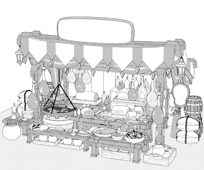 露店8/テント/肉屋/焼肉台/骨付き肉/ハム/ホットドック/ソーセージ/袋/他