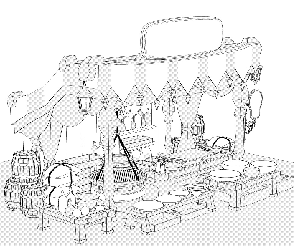 露店8/テント/肉屋/焼肉台/骨付き肉/ハム/ホットドック/ソーセージ/袋/他