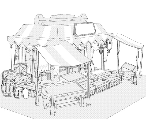 露店9/テント(武器防具屋/剣/盾/斧/槍/ククリ/双剣/弓/矢/ナイフ/甲冑/他)