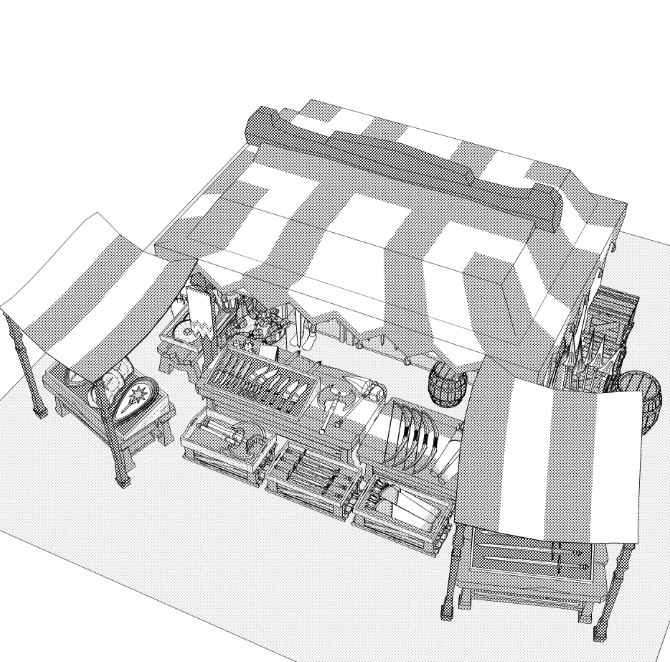 露店9/テント(武器防具屋/剣/盾/斧/槍/ククリ/双剣/弓/矢/ナイフ/甲冑/他)