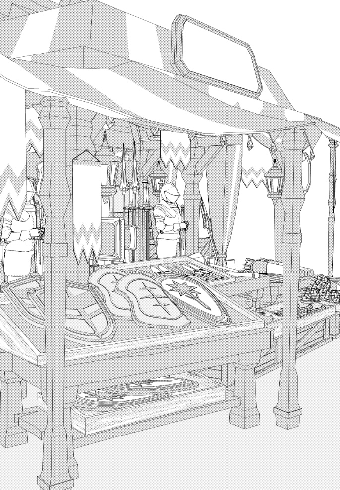 露店9/テント(武器防具屋/剣/盾/斧/槍/ククリ/双剣/弓/矢/ナイフ/甲冑/他)