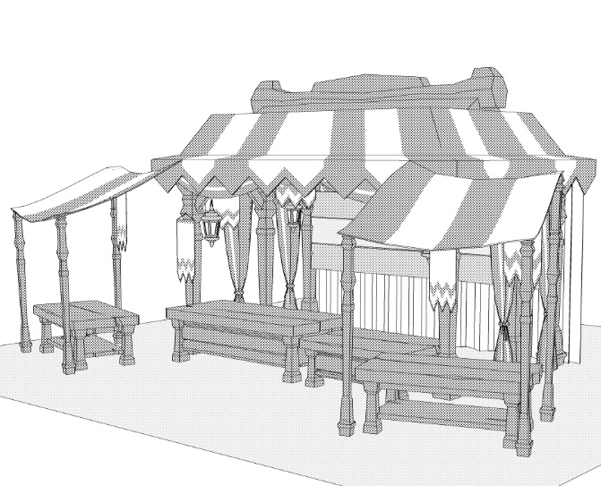 露店9/テント(武器防具屋/剣/盾/斧/槍/ククリ/双剣/弓/矢/ナイフ/甲冑/他)