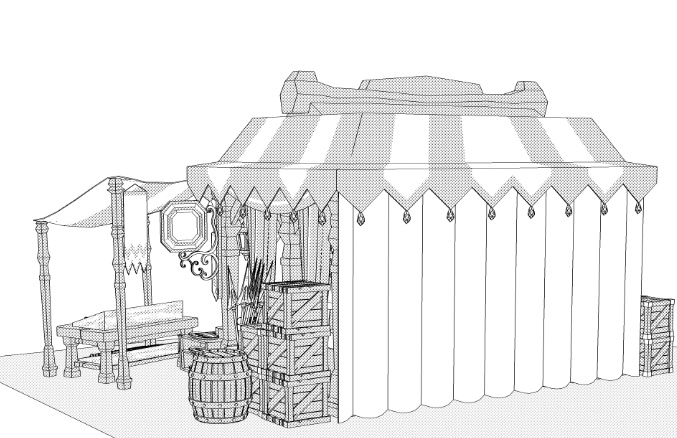 露店9/テント(武器防具屋/剣/盾/斧/槍/ククリ/双剣/弓/矢/ナイフ/甲冑/他)
