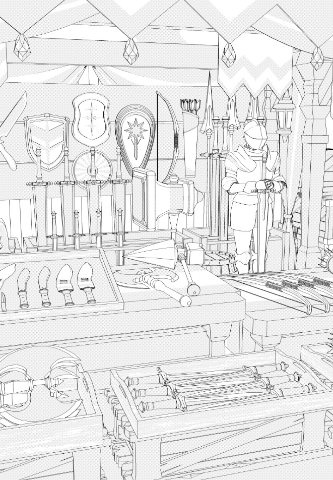 露店9/テント(武器防具屋/剣/盾/斧/槍/ククリ/双剣/弓/矢/ナイフ/甲冑/他)