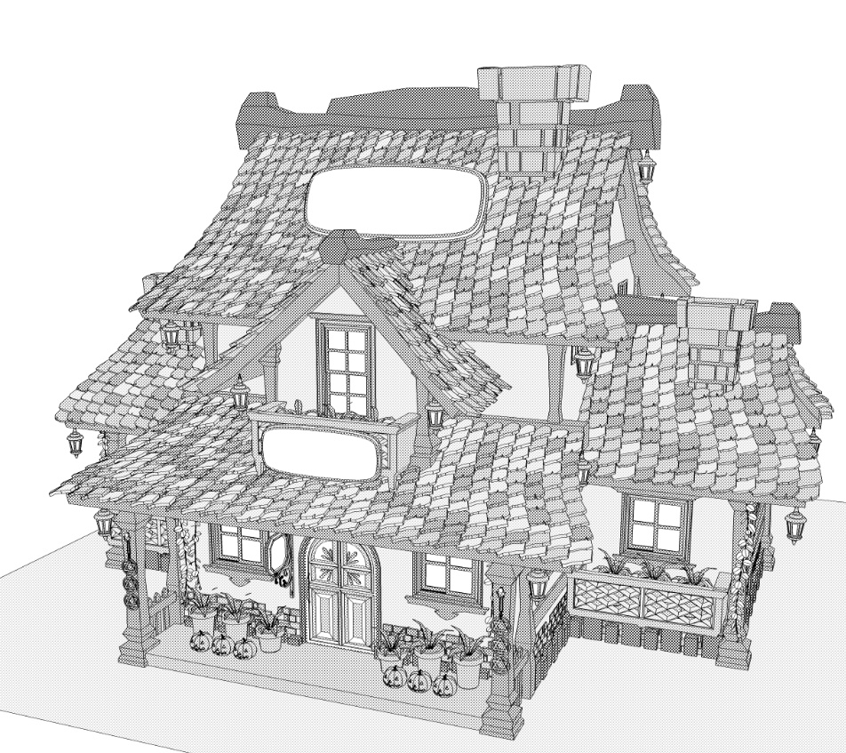 魔女の家店(魔女の店/キッチン/窯/鏡/風呂/洗面台/ベッド/本棚多種/棚/他)