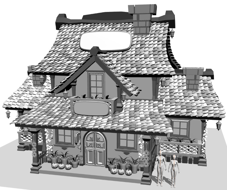 魔女の家店(魔女の店/キッチン/窯/鏡/風呂/洗面台/ベッド/本棚多種/棚/他)