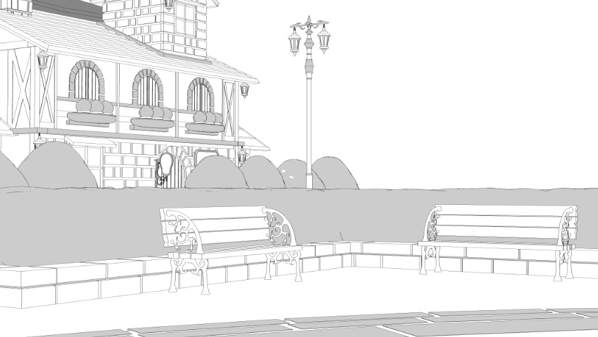 時計台広場/街並み/(鐘/家/べンチ/テラス/机/椅子/他)露店シリーズ(別売)配置可能です!