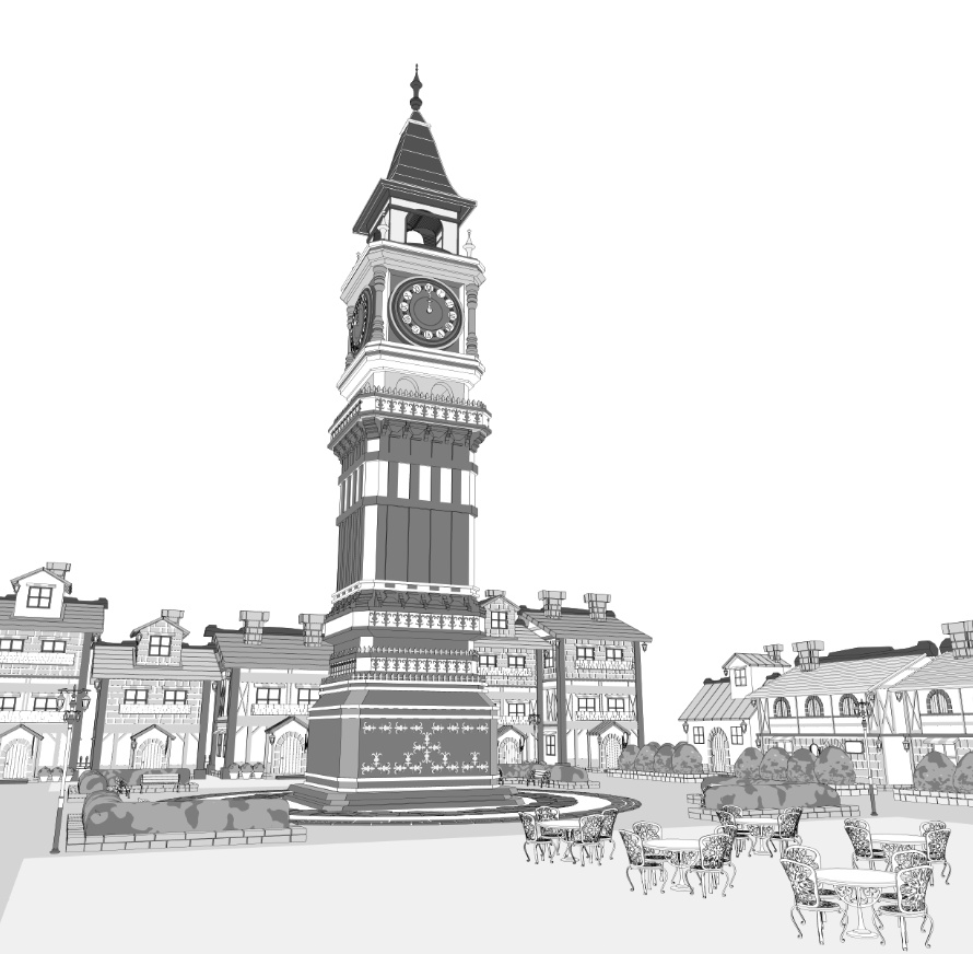 時計台広場/街並み/(鐘/家/べンチ/テラス/机/椅子/他)露店シリーズ(別売)配置可能です!