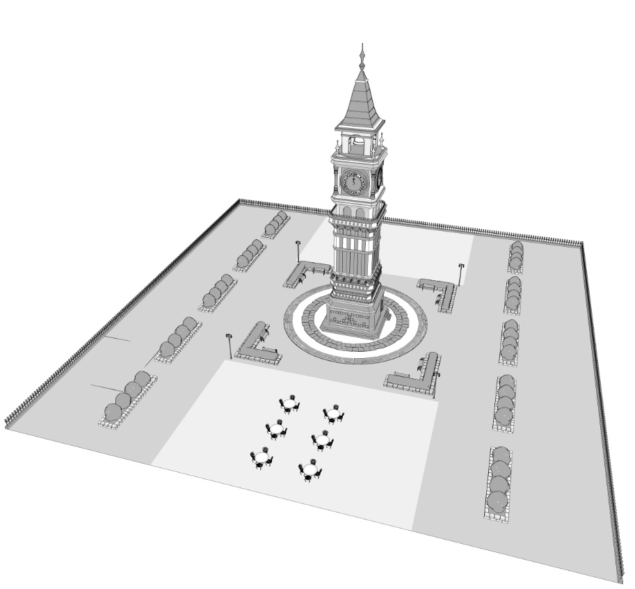 時計台広場/街並み/(鐘/家/べンチ/テラス/机/椅子/他)露店シリーズ(別売)配置可能です!