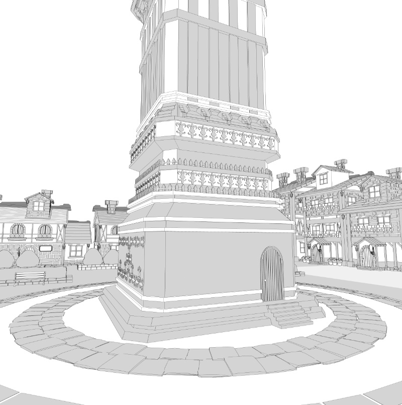 時計台広場/街並み/(鐘/家/べンチ/テラス/机/椅子/他)露店シリーズ(別売)配置可能です!