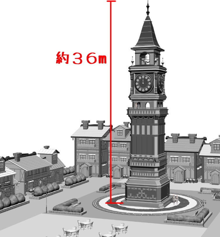 時計台広場/街並み/(鐘/家/べンチ/テラス/机/椅子/他)露店シリーズ(別売)配置可能です!