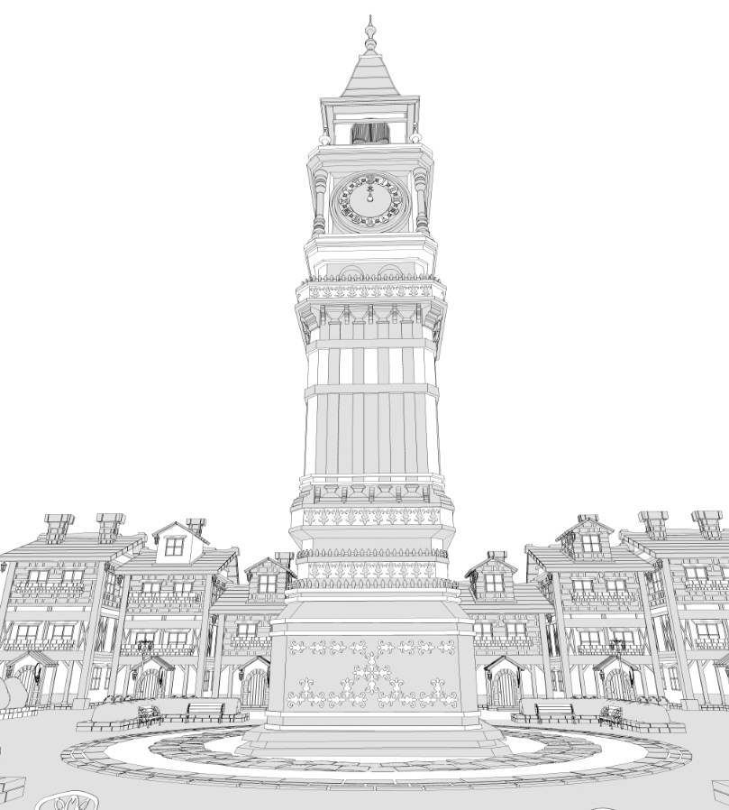 時計台広場/街並み/(鐘/家/べンチ/テラス/机/椅子/他)露店シリーズ(別売)配置可能です!