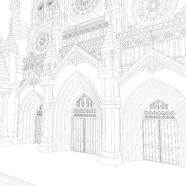 大聖堂/内装あり/講壇/聖堂/シャンデリア/椅子/階段/蝋燭/装飾/他