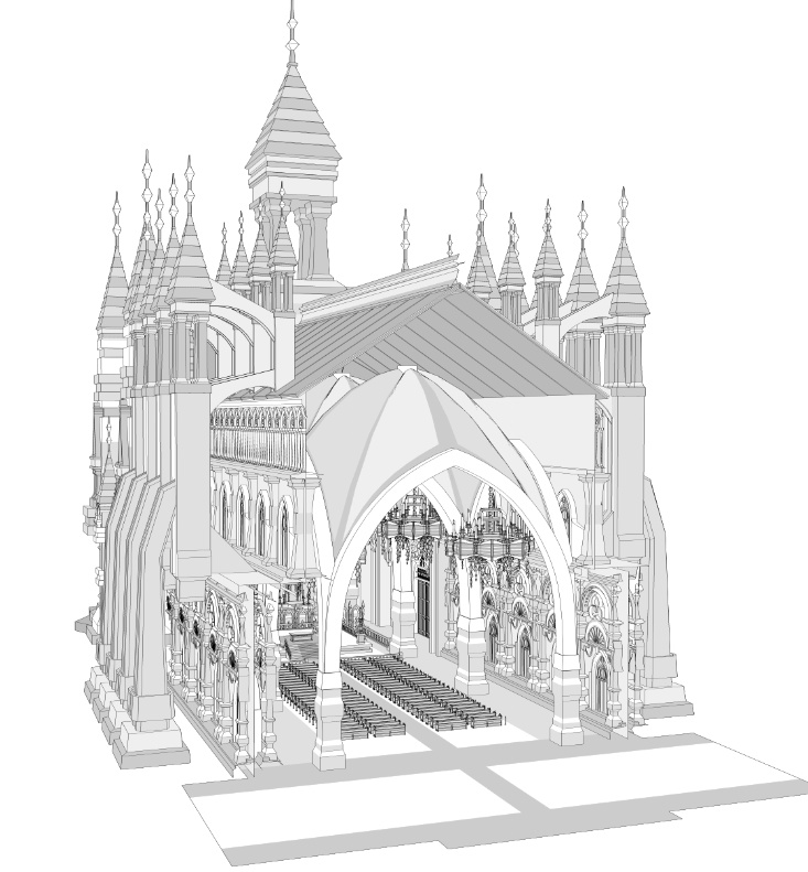 大聖堂/内装あり/講壇/聖堂/シャンデリア/椅子/階段/蝋燭/装飾/他