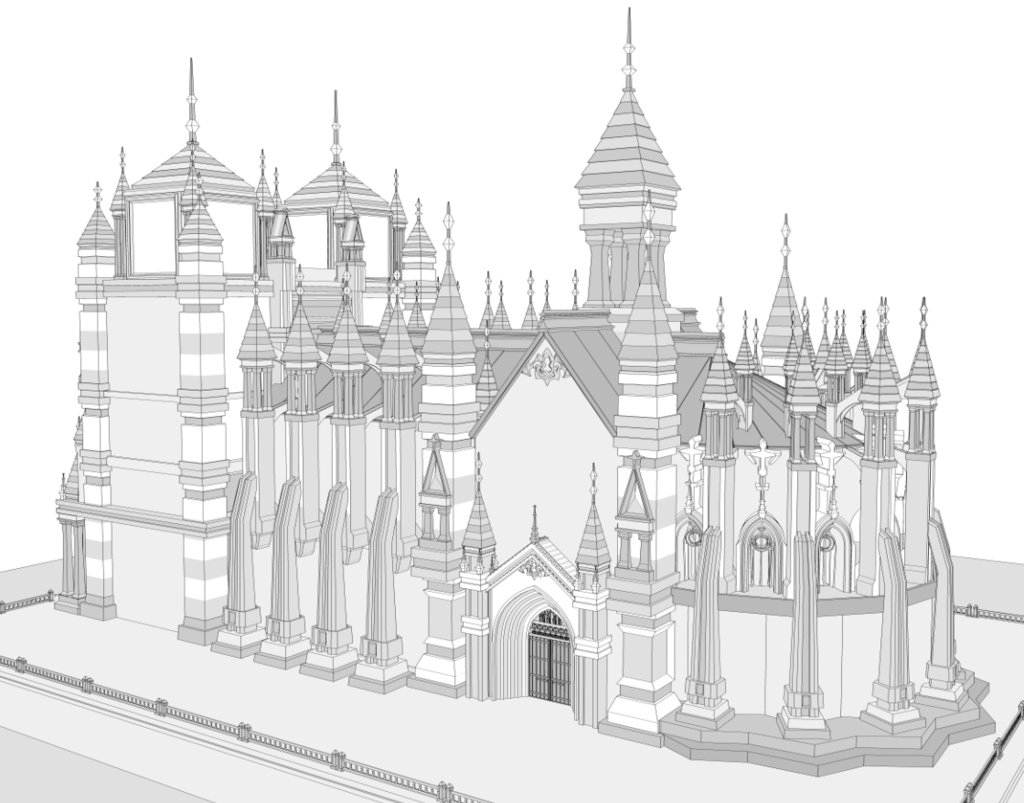 大聖堂/内装あり/講壇/聖堂/シャンデリア/椅子/階段/蝋燭/装飾/他