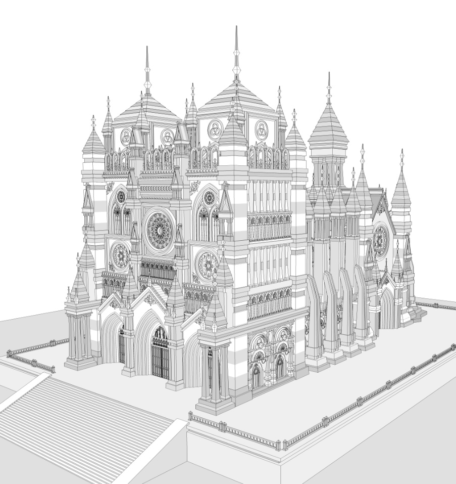 大聖堂/内装あり/講壇/聖堂/シャンデリア/椅子/階段/蝋燭/装飾/他