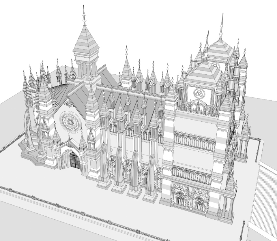 大聖堂/内装あり/講壇/聖堂/シャンデリア/椅子/階段/蝋燭/装飾/他